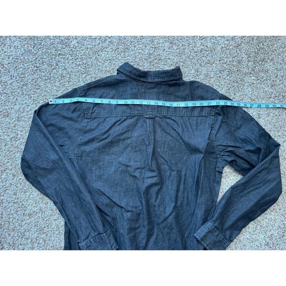 RIP CURL Button Down Long sleeve Shirt, Large, Cotton Blend, Black/Gray denim - Picture 6 of 8